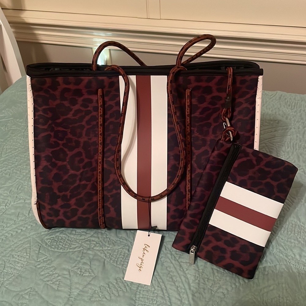 Laken Paige Neoprene large Tote in Leopard Print